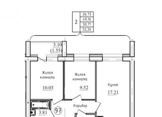 Продажа 2-комнатной квартиры, 51 м2, Киров