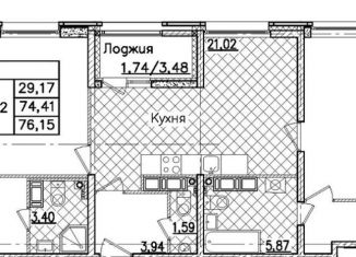 2-комнатная квартира на продажу, 76 м2, Санкт-Петербург, Комендантский проспект, ЖК Йога