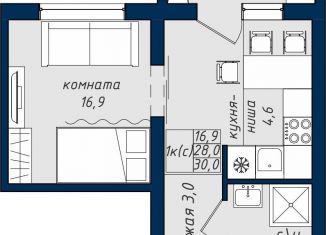Однокомнатная квартира на продажу, 30 м2, Барнаул, ЖК Nord, Северный Власихинский проезд, 122к3