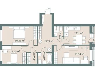 Продам 3-ком. квартиру, 92.1 м2, Лиски, улица Коминтерна, 32А/1