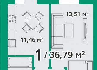 1-комнатная квартира на продажу, 36.8 м2, посёлок городского типа Берёзовка