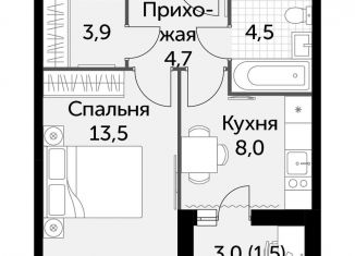 1-комнатная квартира на продажу, 36.1 м2, посёлок Развилка, ЖК Римский, Римский проезд, 7