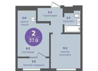 Продаю двухкомнатную квартиру, 37.8 м2, Красноярский край, улица Кутузова, 1