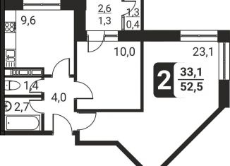 Продается 2-комнатная квартира, 52.5 м2, посёлок Развилка, жилой комплекс Три Квартала, к11, ЖК Три Квартала