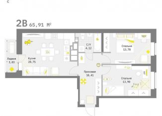 Продам 2-комнатную квартиру, 65.9 м2, Тула, Привокзальный территориальный округ