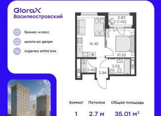 Продам однокомнатную квартиру, 35 м2, Санкт-Петербург, метро Приморская