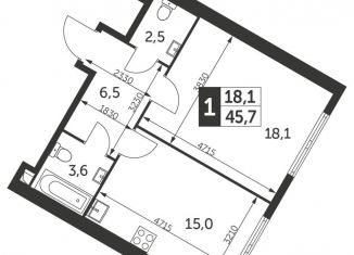 Продажа 1-комнатной квартиры, 45.7 м2, Москва, ЖК Архитектор, улица Академика Волгина, 2с1