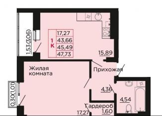 1-комнатная квартира на продажу, 45.5 м2, Аксай