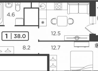 Продается 2-ком. квартира, 38 м2, Тюмень, ЖК Горизонт