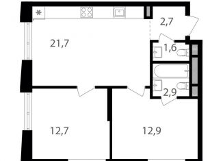 2-комнатная квартира на продажу, 54.5 м2, Москва, 1-й Кирпичный переулок, 17А, станция Соколиная Гора
