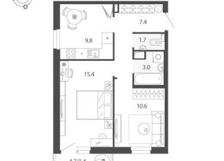 Продажа двухкомнатной квартиры, 49 м2, Тюмень, улица Парада Победы, 11, ЖК Финский залив