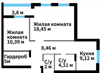 Продам двухкомнатную квартиру, 62 м2, деревня Афонино, Академическая улица, 10, ЖК Академический