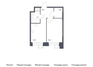 Продается однокомнатная квартира, 37 м2, поселение Мосрентген, многофункциональный комплекс Тропарево Парк, к2.2