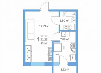 Продажа 1-ком. квартиры, 35 м2, село Дядьково, ЖК Окские просторы, Малиновая улица, 3