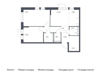 Продам 2-комнатную квартиру, 62.6 м2, Балашиха, жилой комплекс Квартал Авиаторов, к8