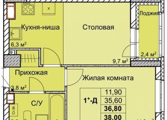 Продается 1-комнатная квартира, 36.8 м2, Нижний Новгород