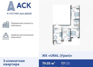 Продам 3-комнатную квартиру, 79.1 м2, Краснодар, микрорайон КСК