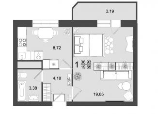 Продажа однокомнатной квартиры, 36.9 м2, Клин