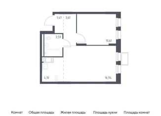 Однокомнатная квартира на продажу, 40.3 м2, Ленинский городской округ, жилой комплекс Горки Парк, к4.2