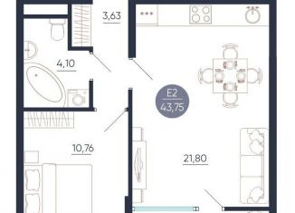 Продажа однокомнатной квартиры, 43.8 м2, Тульская область