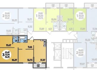 3-комнатная квартира на продажу, 76.8 м2, Ростов-на-Дону, Уланская улица, 17с2, ЖК Суворовский