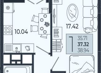 Продаю 1-комнатную квартиру, 37.3 м2, Краснодар, Адмиралтейский бульвар, 1