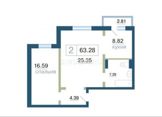 Продаю 2-ком. квартиру, 63.6 м2, Красноярск, ЖК Плодово-Ягодный