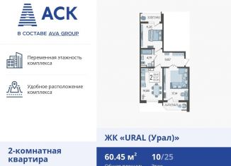 Продам 2-комнатную квартиру, 60.5 м2, Краснодар, микрорайон КСК