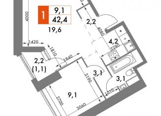 Продам однокомнатную квартиру, 42.4 м2, Москва, ЖК Архитектор, улица Академика Волгина, 2с3