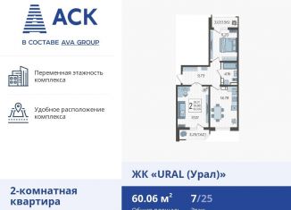 Продам двухкомнатную квартиру, 60.1 м2, Краснодар, микрорайон КСК