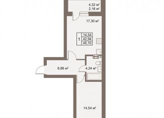 Продажа однокомнатной квартиры, 47.3 м2, Верхняя Пышма