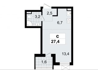 Квартира на продажу студия, 27.4 м2, Всеволожск, микрорайон Южный, 3.2