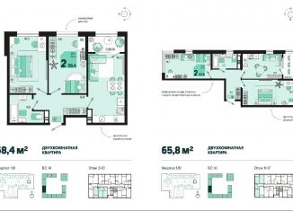 Продам 2-ком. квартиру, 60.3 м2, Краснодарский край