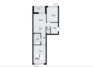 Продам 3-ком. квартиру, 58.9 м2, Ленинградская область, микрорайон Южный, 3.2