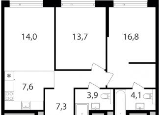 Продам 2-ком. квартиру, 67.4 м2, Москва, жилой комплекс Петровский Парк 2, к1, метро Динамо