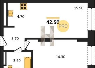 1-комнатная квартира на продажу, 42.5 м2, Новосибирск, метро Маршала Покрышкина