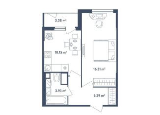 1-комнатная квартира на продажу, 38.2 м2, Московская область