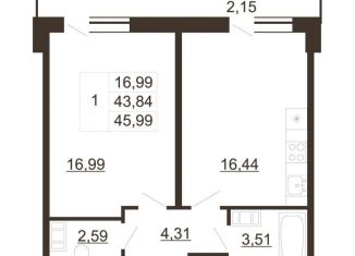 Продажа 1-комнатной квартиры, 46 м2, Ленинградская область, улица Хохлова, 16