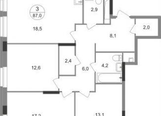 3-ком. квартира на продажу, 87 м2, Москва