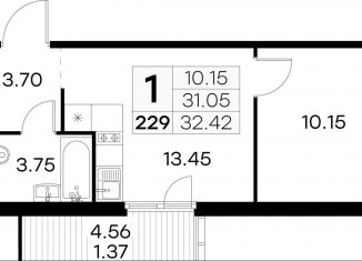 Продажа 1-ком. квартиры, 32.4 м2, посёлок Парголово