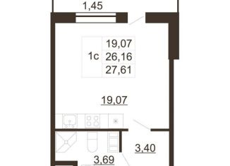 Продается квартира студия, 27.6 м2, Гатчина, улица Хохлова, 16