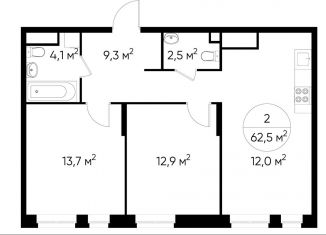 Продажа 2-ком. квартиры, 62.5 м2, Москва