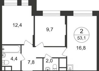 Продажа 2-ком. квартиры, 53.1 м2, Москва, 7-я фаза, к2