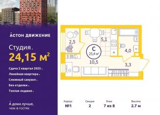 Продам квартиру студию, 24.2 м2, Екатеринбург, метро Уральская, Проходной переулок, 1А