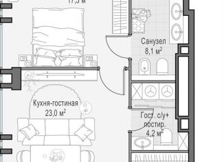 Продаю 1-ком. квартиру, 57.4 м2, Москва, метро Улица 1905 года