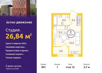 Продаю квартиру студию, 26.8 м2, Екатеринбург, Железнодорожный район, Проходной переулок, 1А