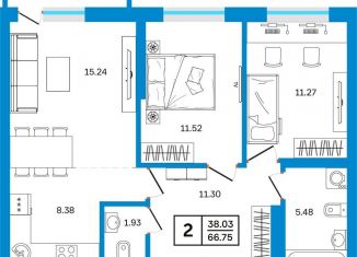 Продам 2-ком. квартиру, 66.8 м2, Уфа, Некрасовский переулок, 38