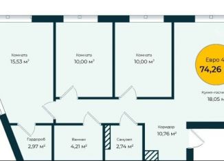 Продам трехкомнатную квартиру, 74.3 м2, Тюмень, Лесопарковая улица, 1к1