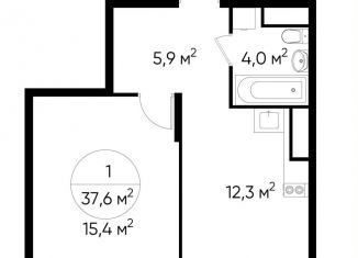 Продается 1-комнатная квартира, 37.6 м2, Москва