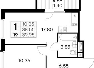 Продаю 1-комнатную квартиру, 40 м2, посёлок Парголово